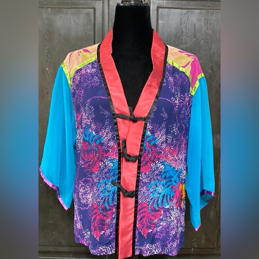 Just Cruising Silk/satin sheer jacket. Size medium